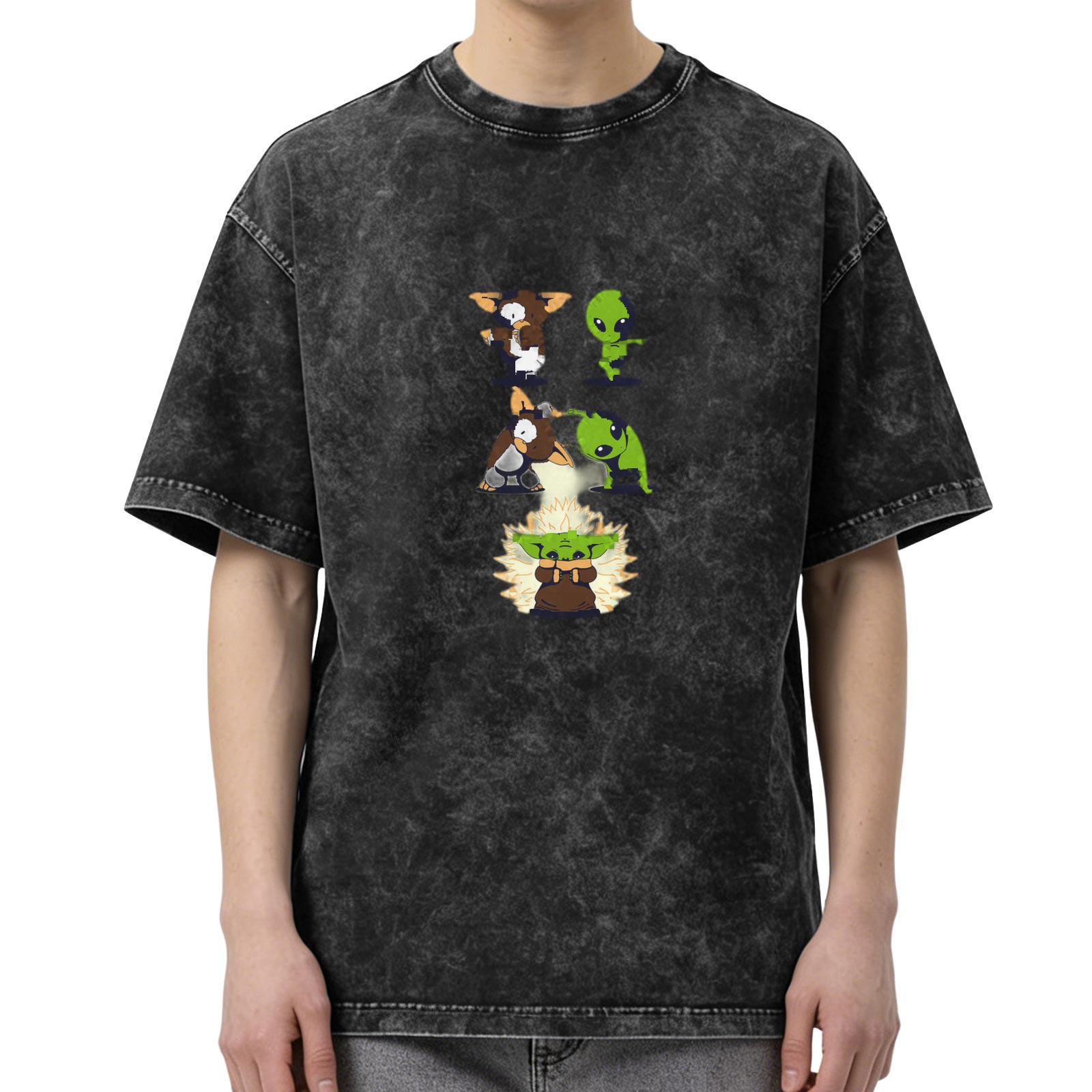 Vintage Washed T-Shirt With Cute Pop Culture Character Art