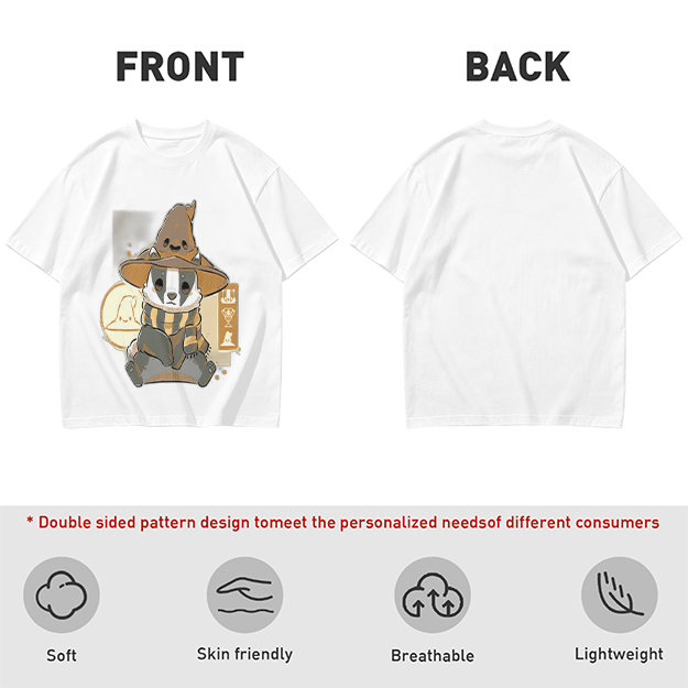 Olive T-Shirt With Cute Wizard Badger Graphic Print