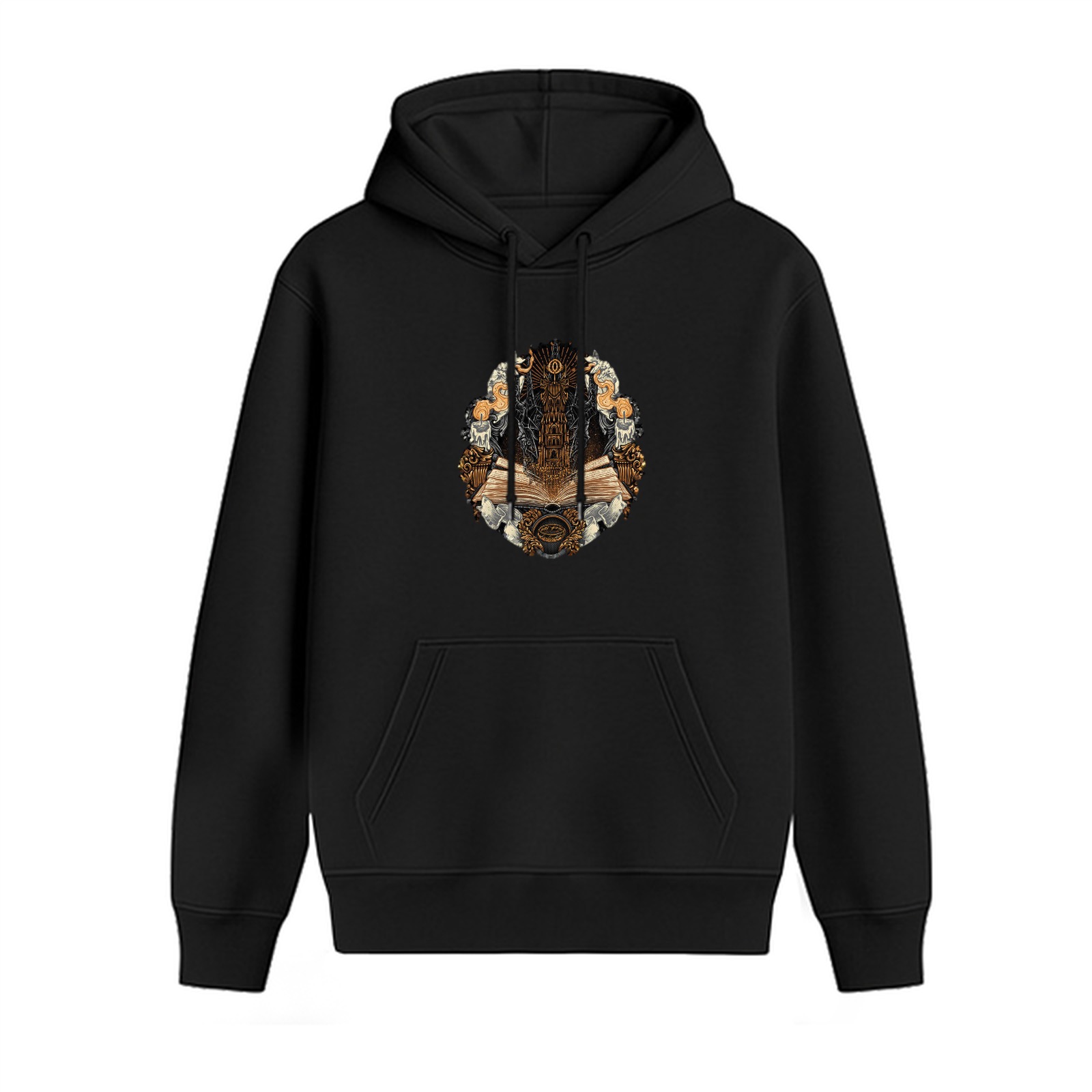 Black Hoodie With Mystical Occult Artwork Print