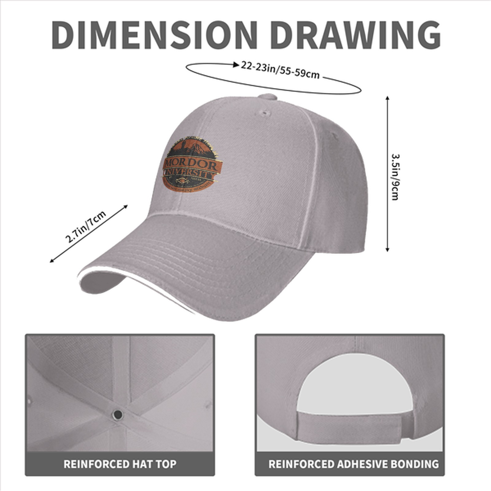 Mordor University Themed Black Baseball Cap