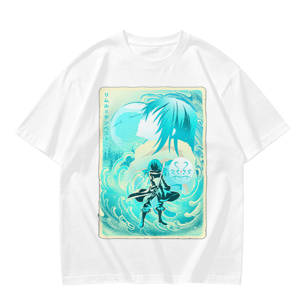 Anime character water design graphic dark green t-shirt