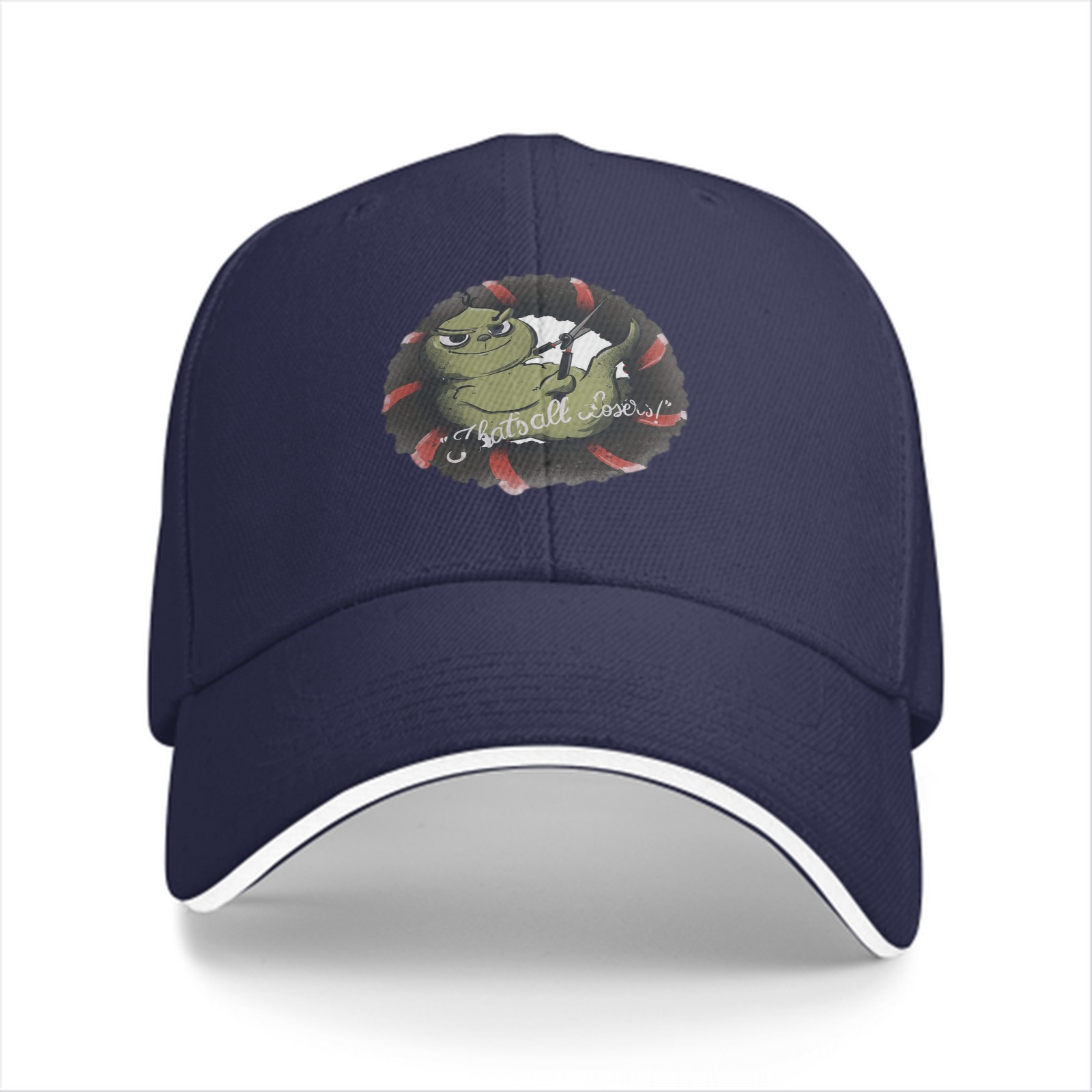 Black baseball cap with Grinch 'That's all losers!' graphic