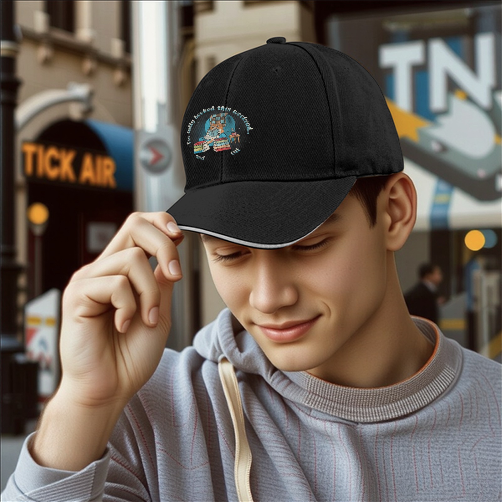 I'm Fully Booked This Weekend Cat Reading Baseball Cap