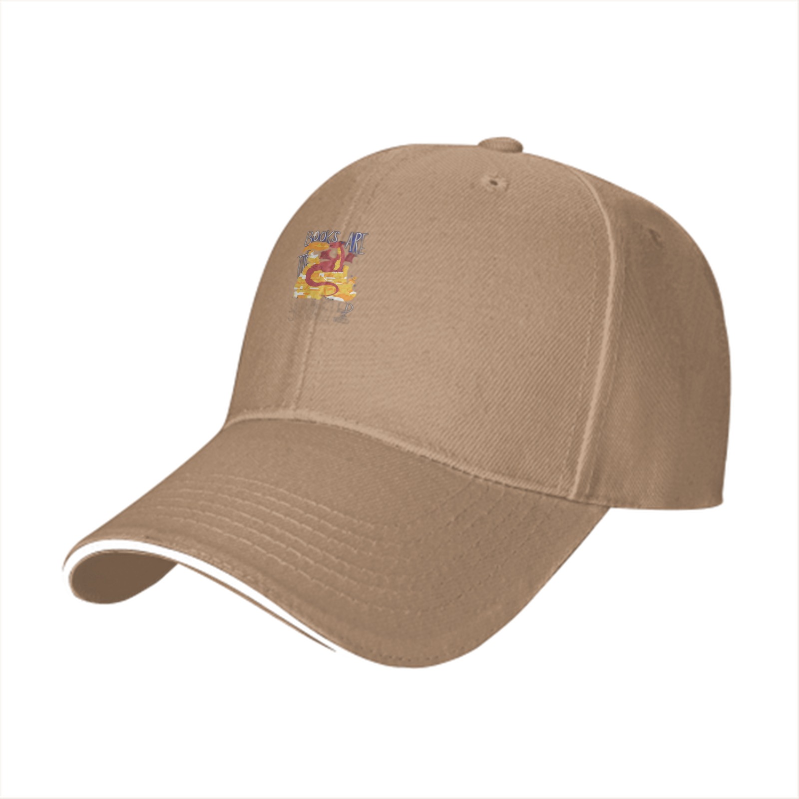 Black baseball cap with 'Books Are Treasure' dragon graphic