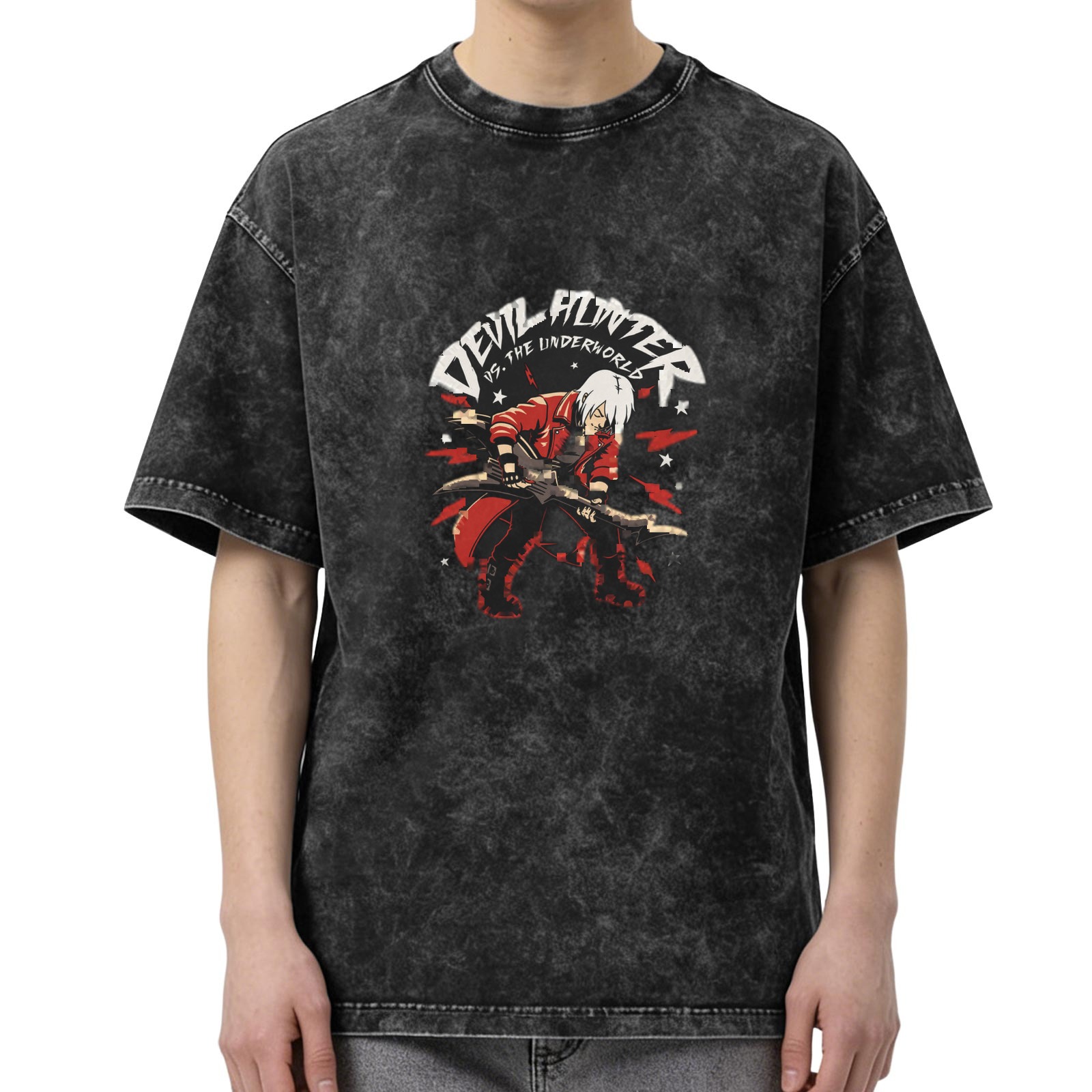 Devil Hunter vs The Underworld Graphic Oversized Washed T-Shirt