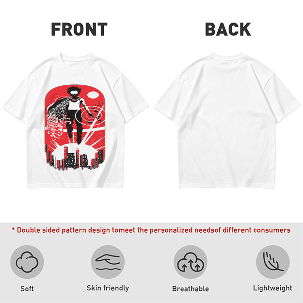 Olive T-Shirt With Anime Superhero Over City Graphic