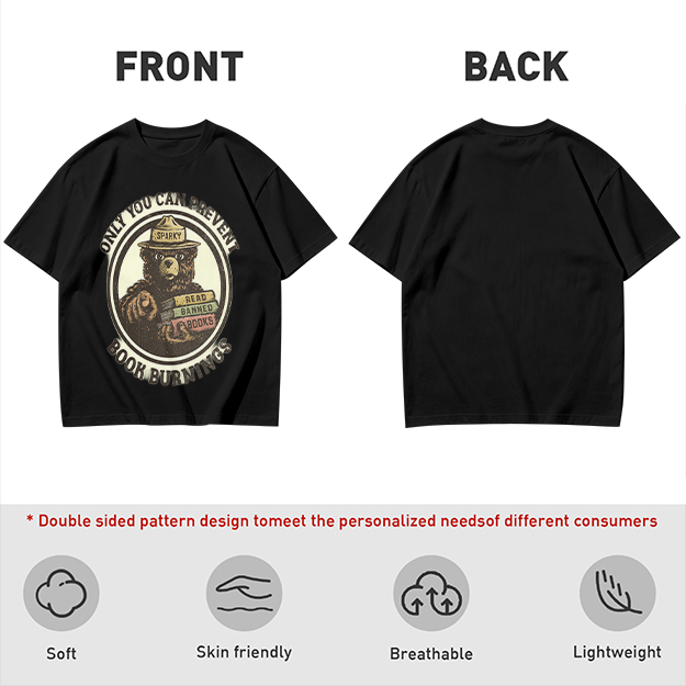Only You Can Prevent Book Burnings Bear T-Shirt Art