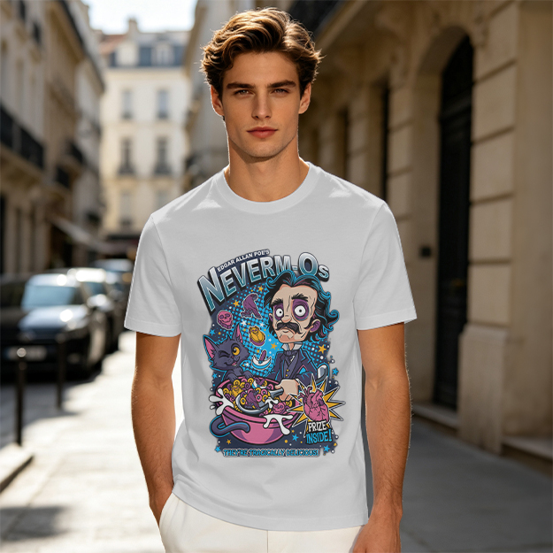 Edgar Allan Poe's Neverm-Os Cereal Graphic T-Shirt