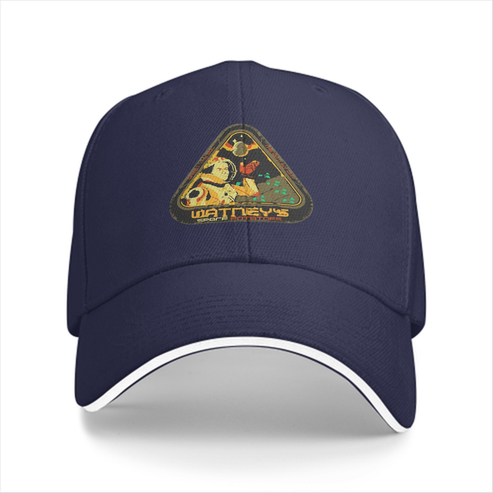 Black baseball cap with Watney's space themed triangular patch