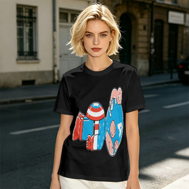 Olive Green T-Shirt With Melting Captain America Graphic Print