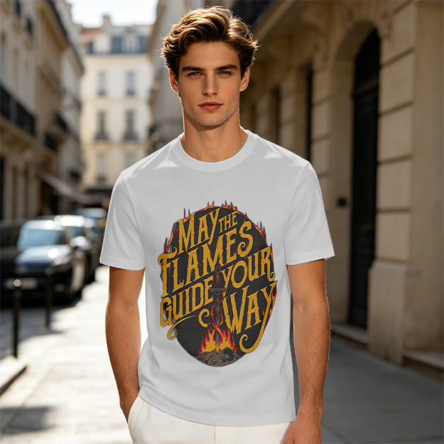 May The Flames Guide Your Way Graphic Olive T-Shirt