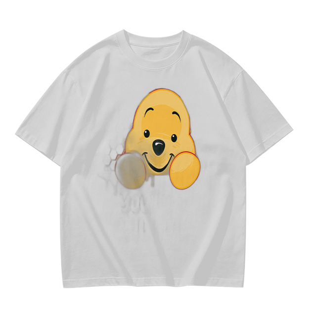 Olive T-shirt with cute Winnie the Pooh face graphic