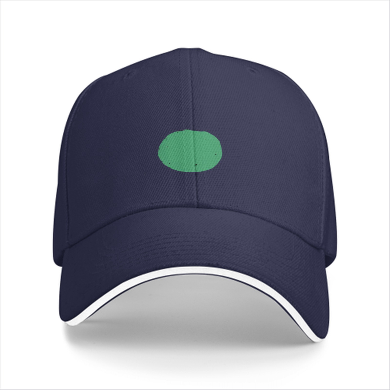 Black baseball cap with green circular front design