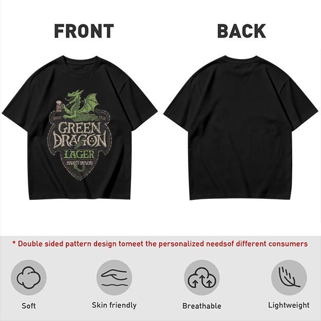 Green Dragon Lager Graphic Olive T-Shirt