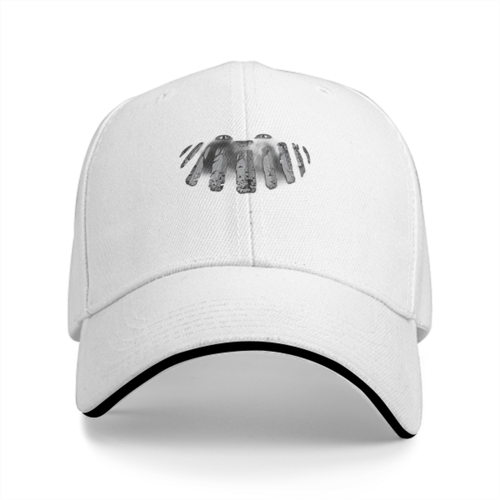 Black Baseball Cap With Distressed Skeleton Hand Print Design