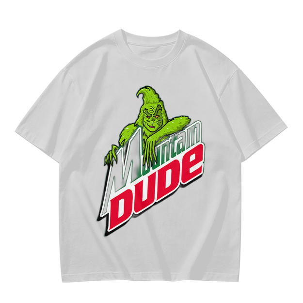 Olive T-Shirt with Grinch Mountain Dude Graphic Print