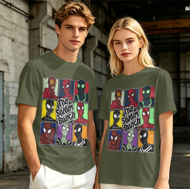 Olive T-Shirt Featuring The Spider Bunch Multiverse Character Art