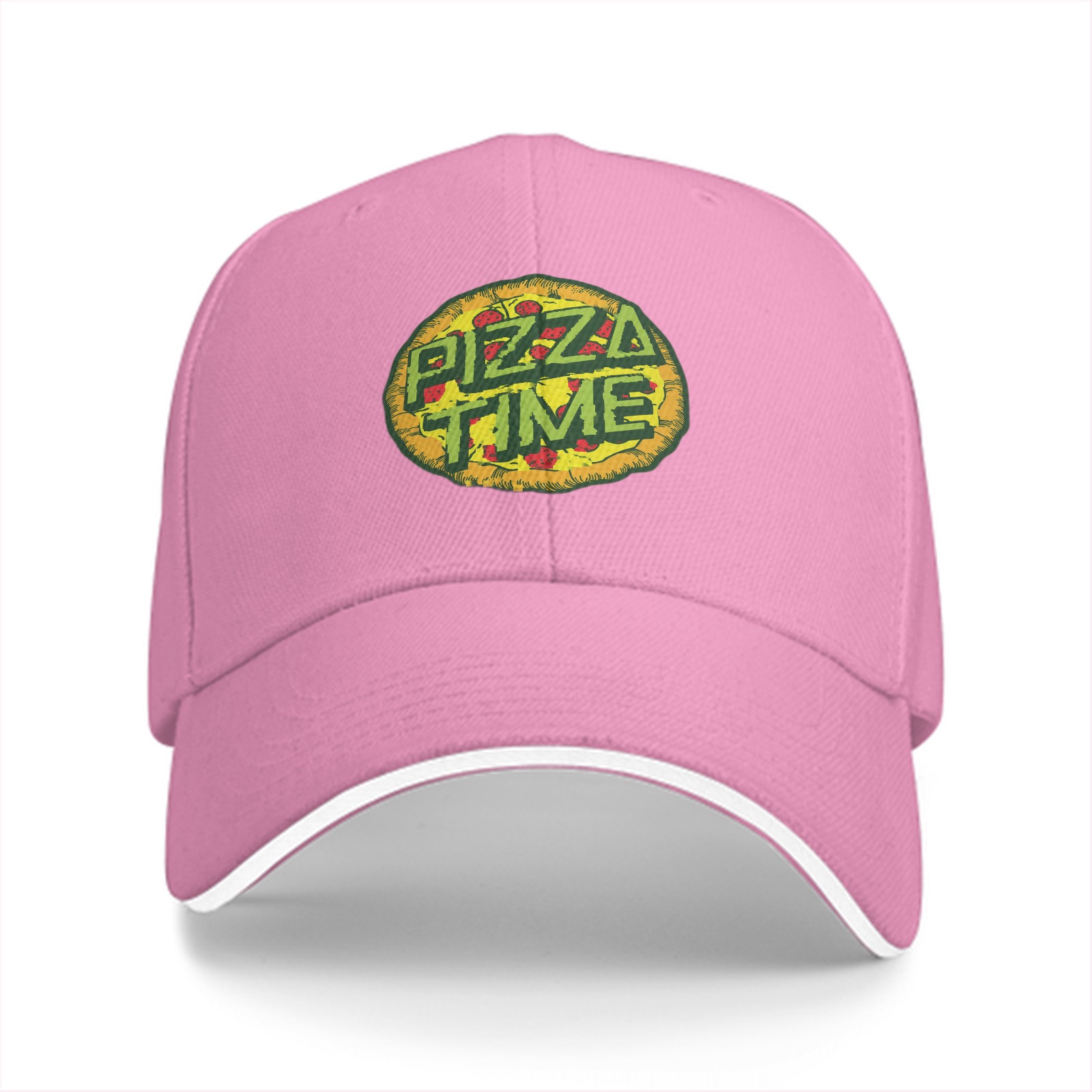 Black Baseball Cap With Pizza Time Graphic Design