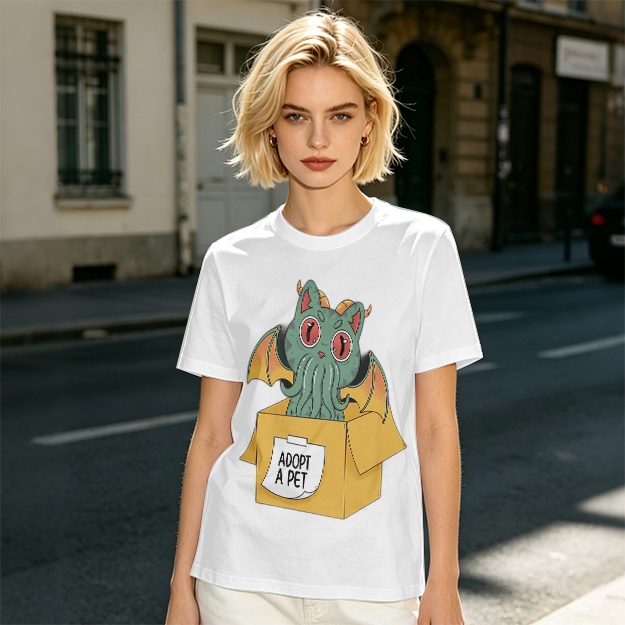 Adopt a Pet Cthulhu Cat Monster Graphic T-Shirt