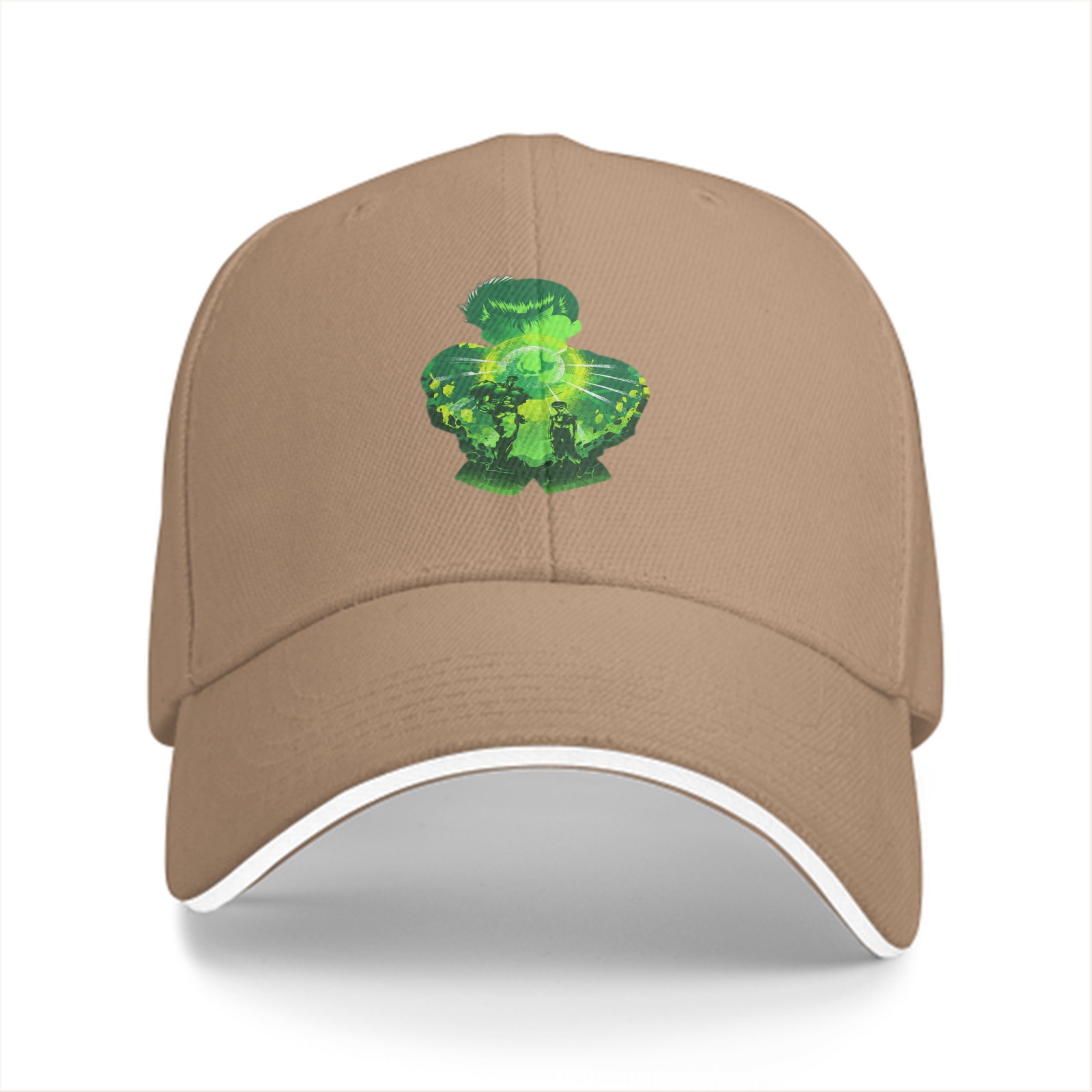 Black Baseball Cap With Green Clover Superhero Silhouette Art