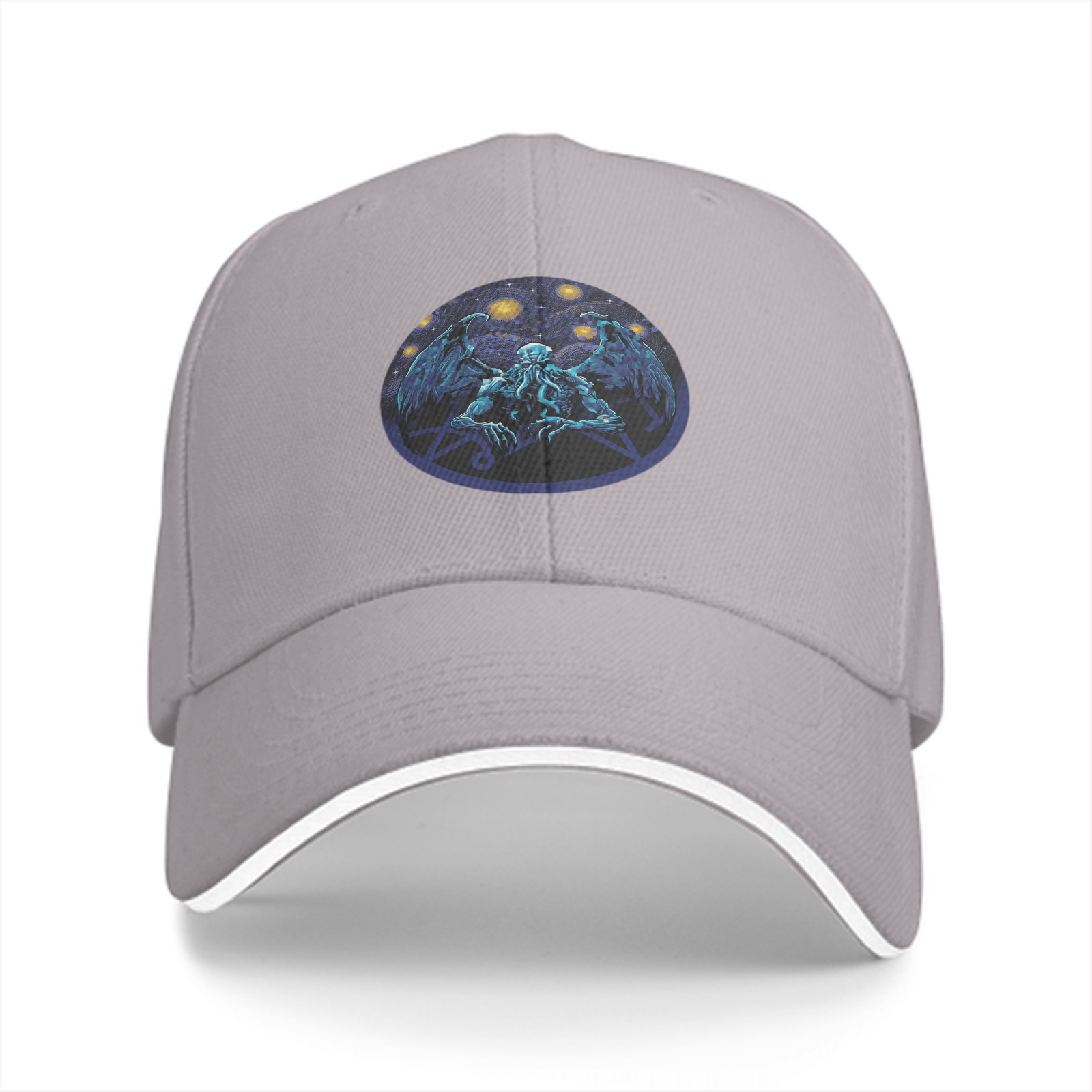 Black Baseball Cap with Cthulhu Cosmic Art Print