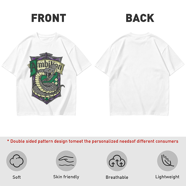 Olive Green Slytherin Ambition Snake Crest Graphic T-Shirt