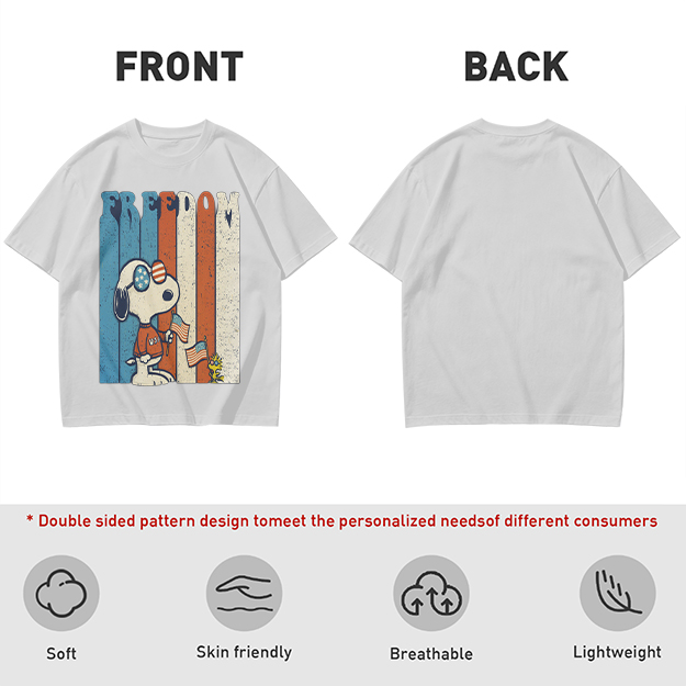 Olive Snoopy Freedom Patriotic Graphic T-Shirt