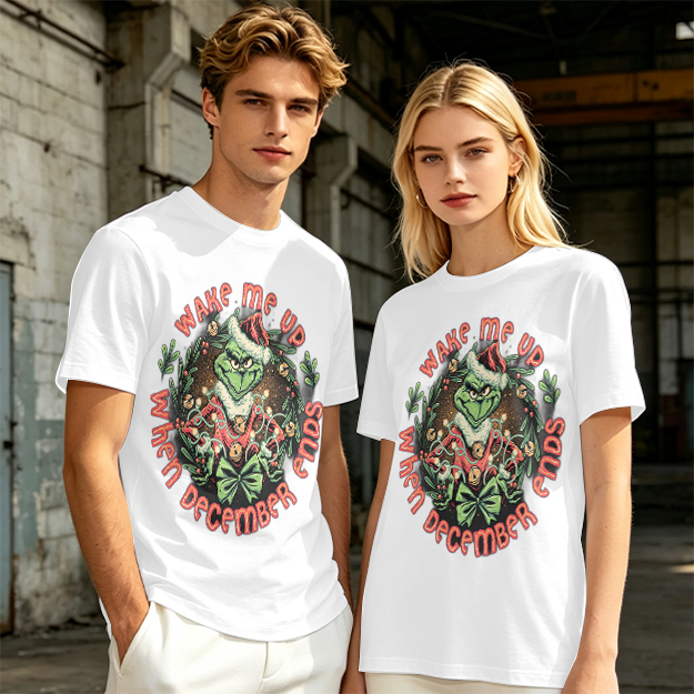 Wake Me Up When December Ends Grinch Christmas T-Shirt