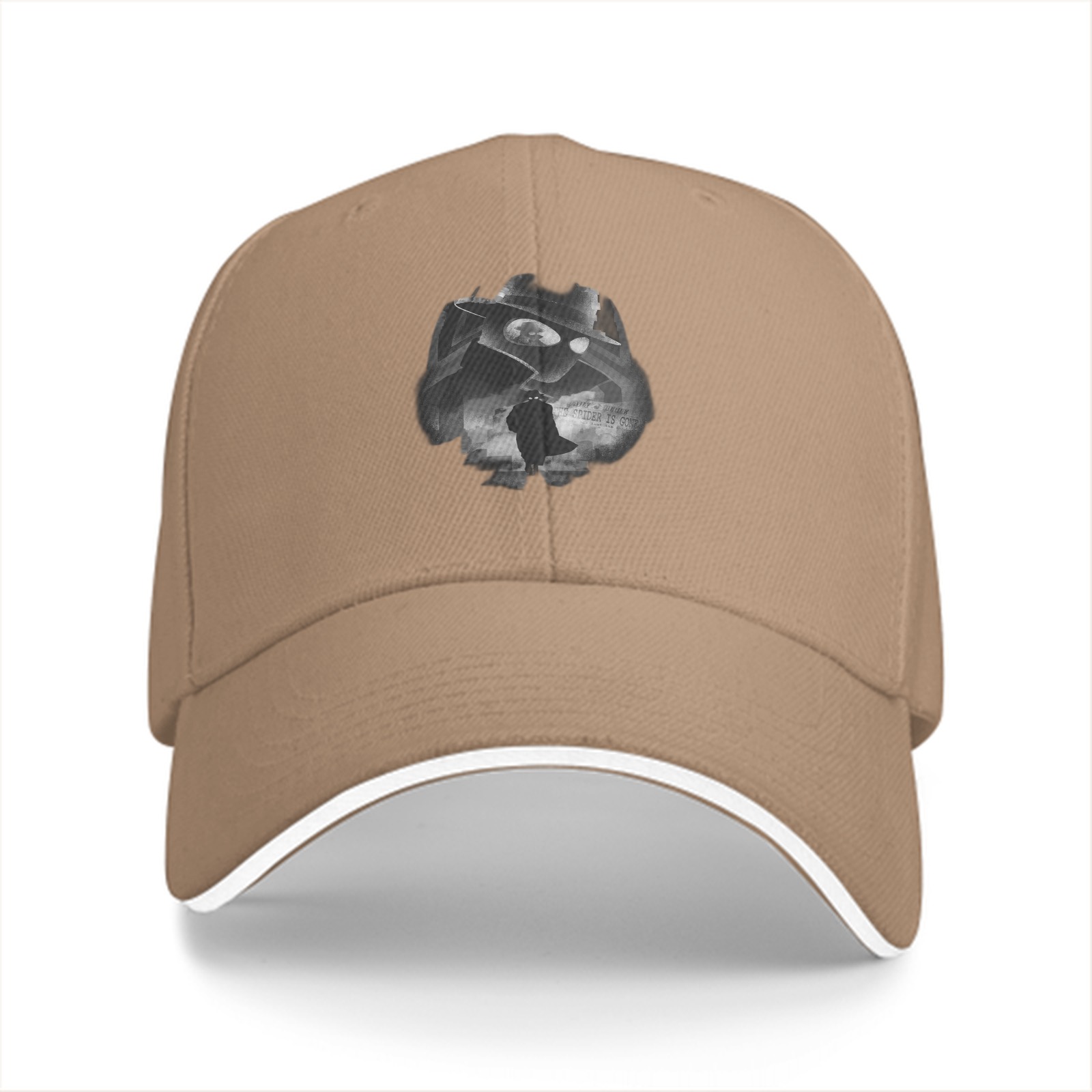 Black Baseball Cap With Monochrome Cowboy Silhouette Graphic