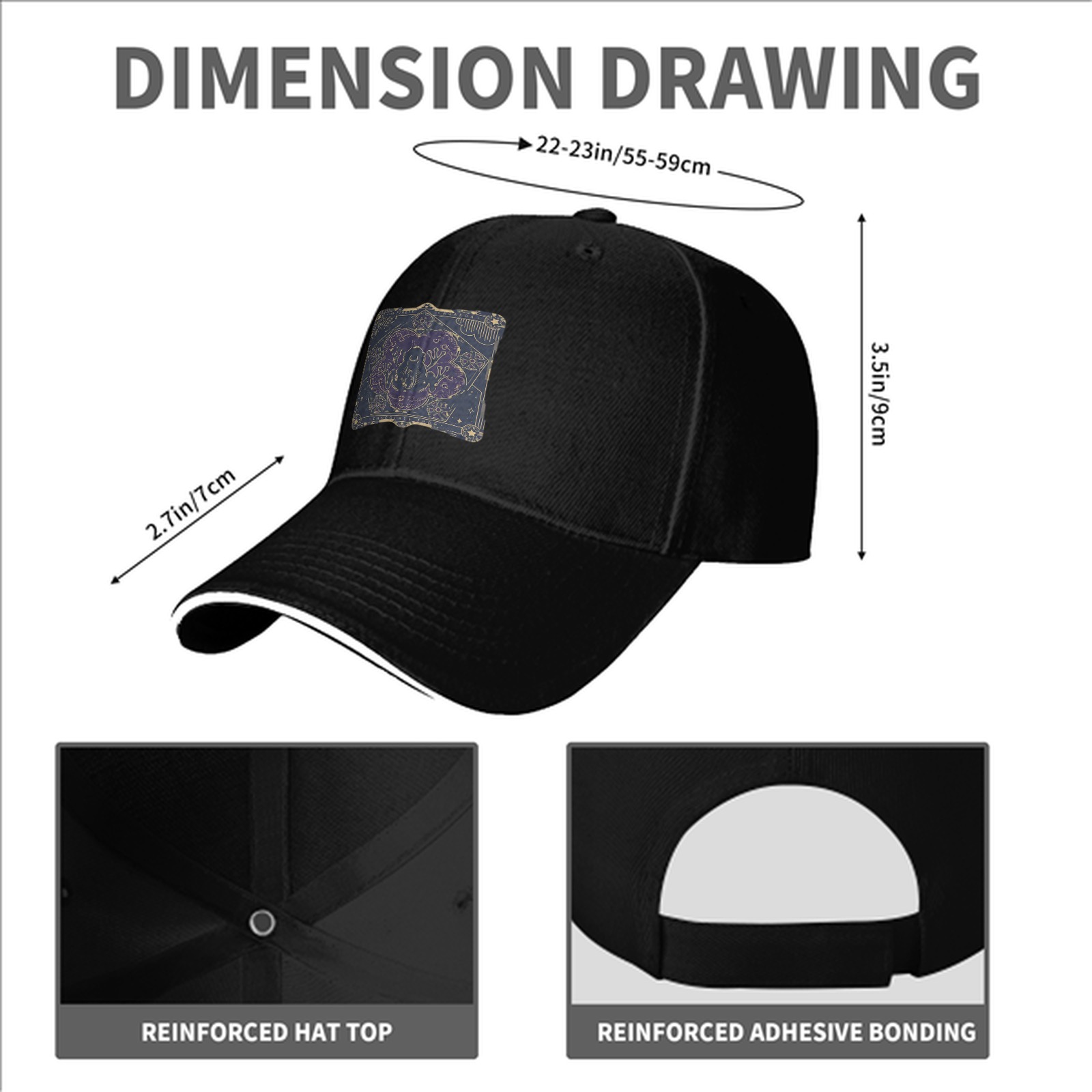 Black Baseball Cap With Celestial Octopus Constellation Art