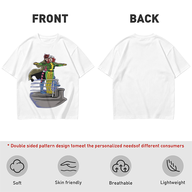 X-Men Rogue and Gambit Titanic pose graphic t-shirt