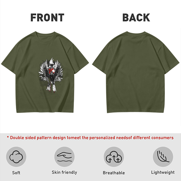Olive T-Shirt With Winged Warrior Graphic Print
