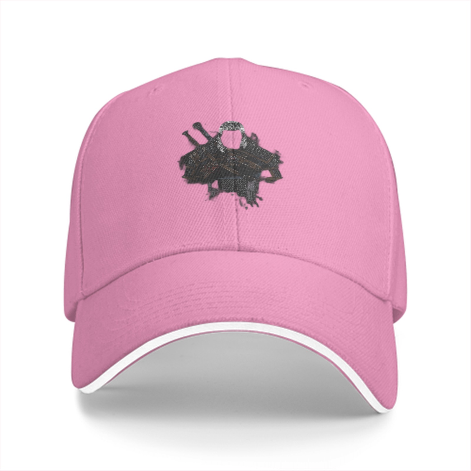 Black Baseball Cap With Faded Warrior Graphic Design