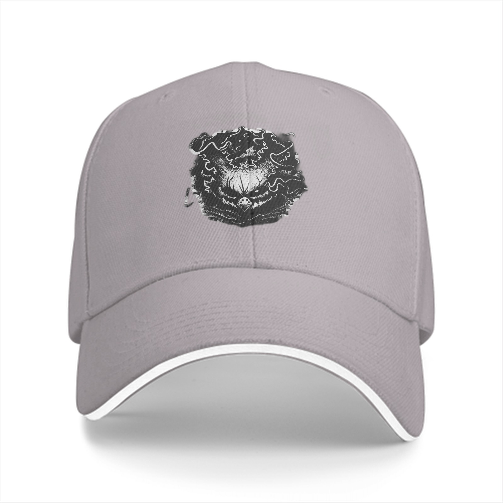 Black Baseball Cap With Dark Evil Owl Graphic Print