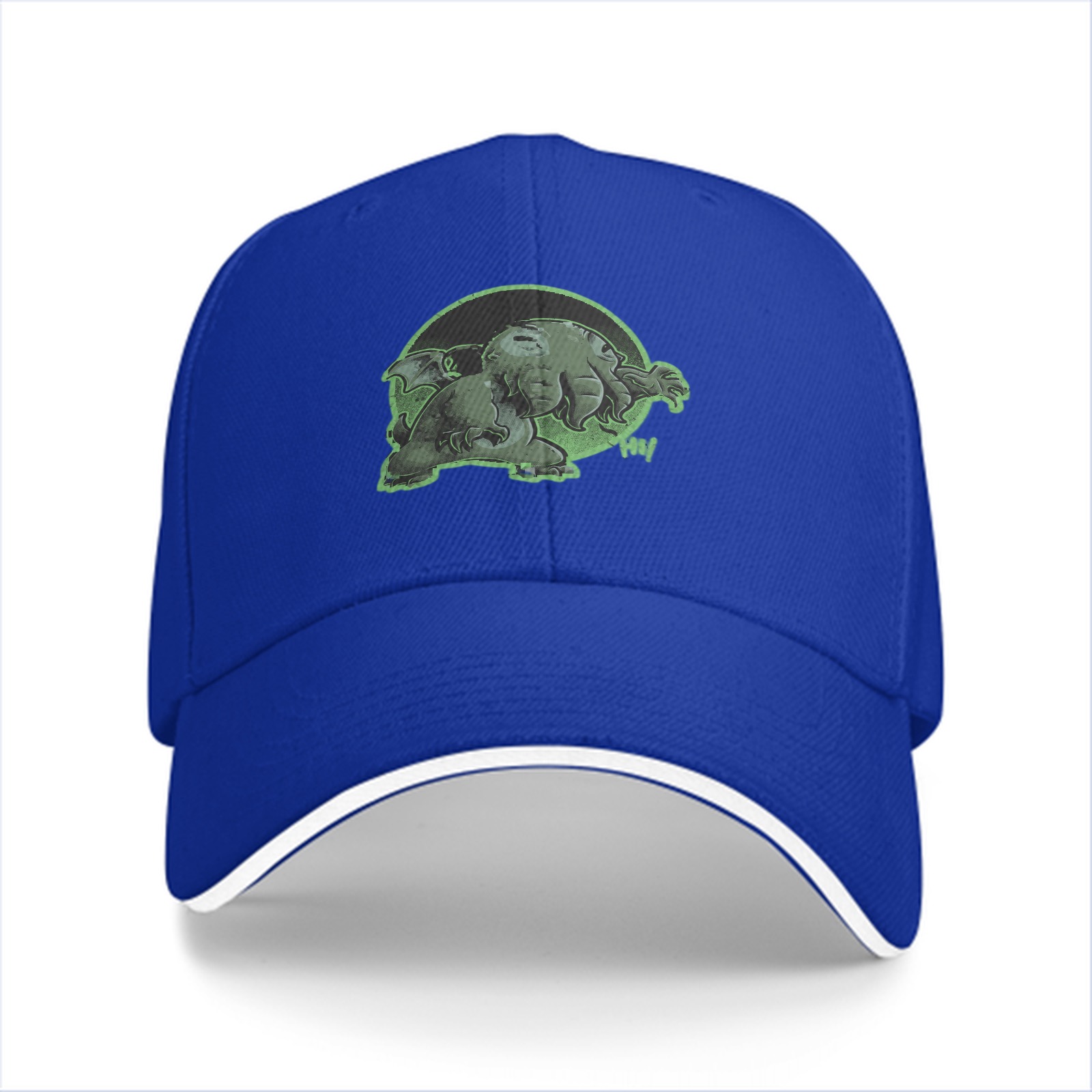 Black Baseball Cap with Green Cthulhu Monster Graphic