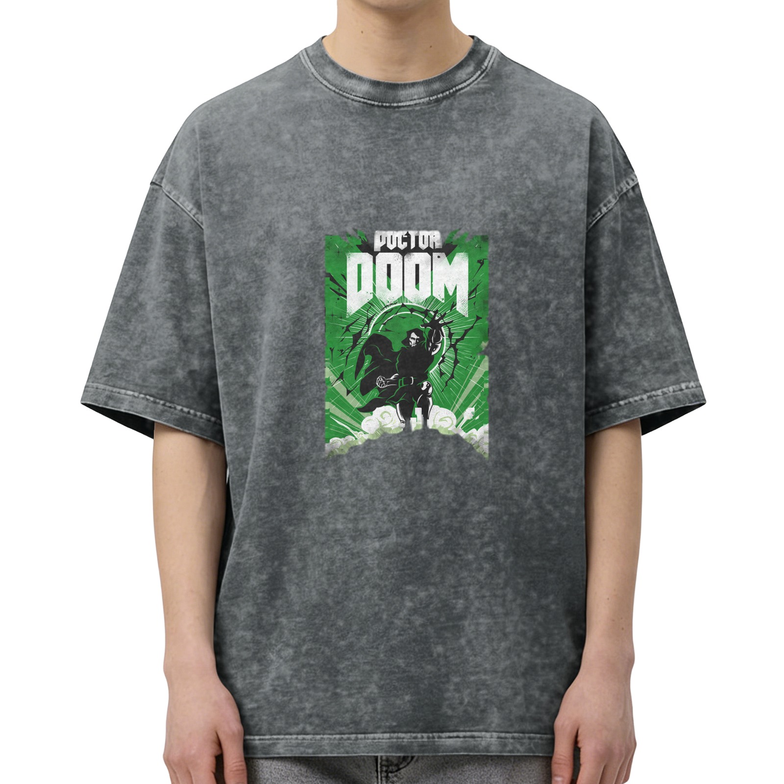 Doctor Doom Graphic Stonewashed Black T-Shirt