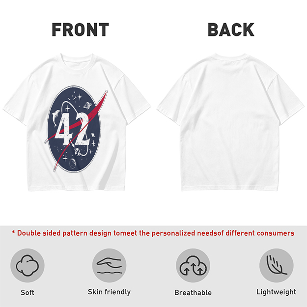 Olive Green Space Themed T-Shirt With Number 42 Graphic
