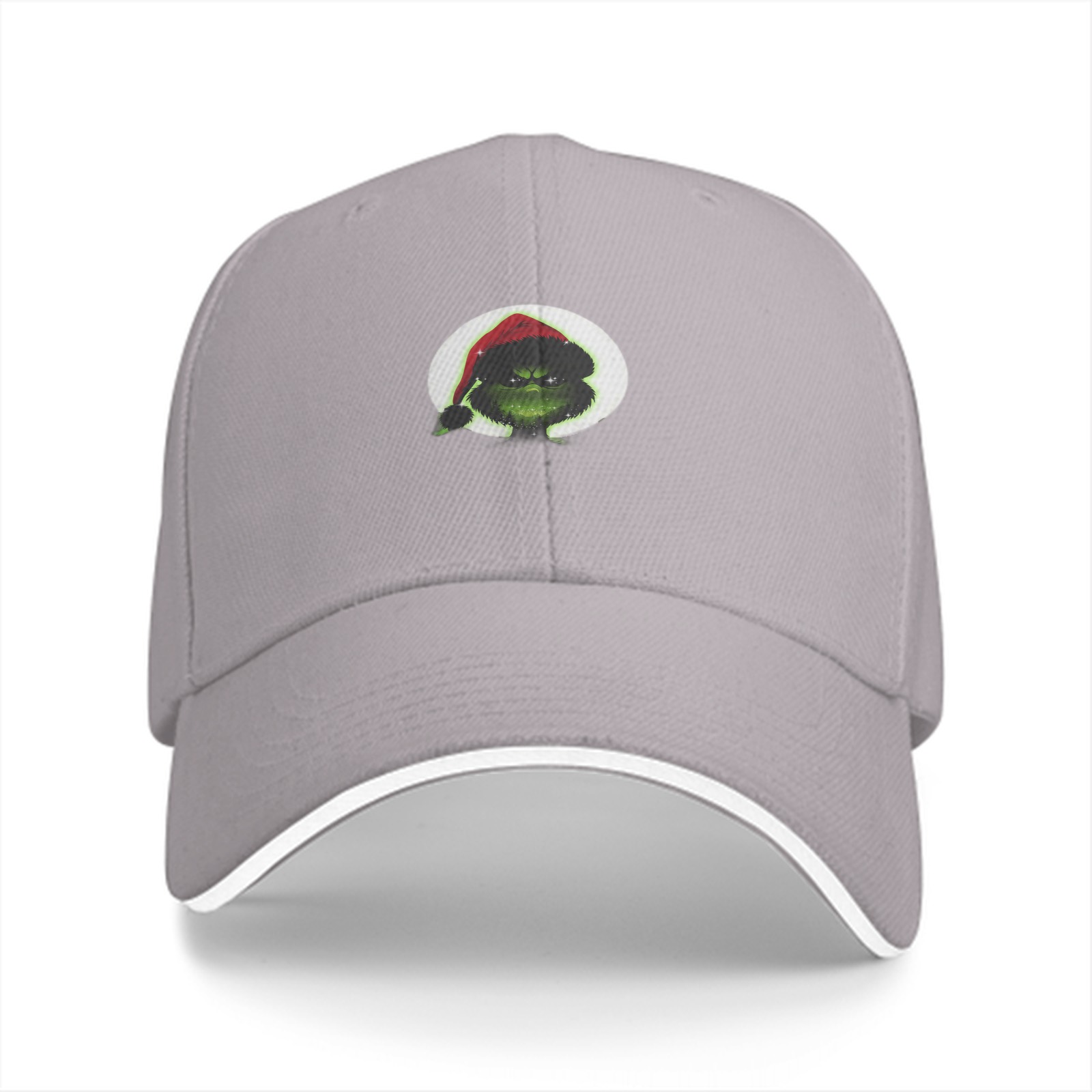 Black Baseball Cap With Grinch Santa Hat Graphic