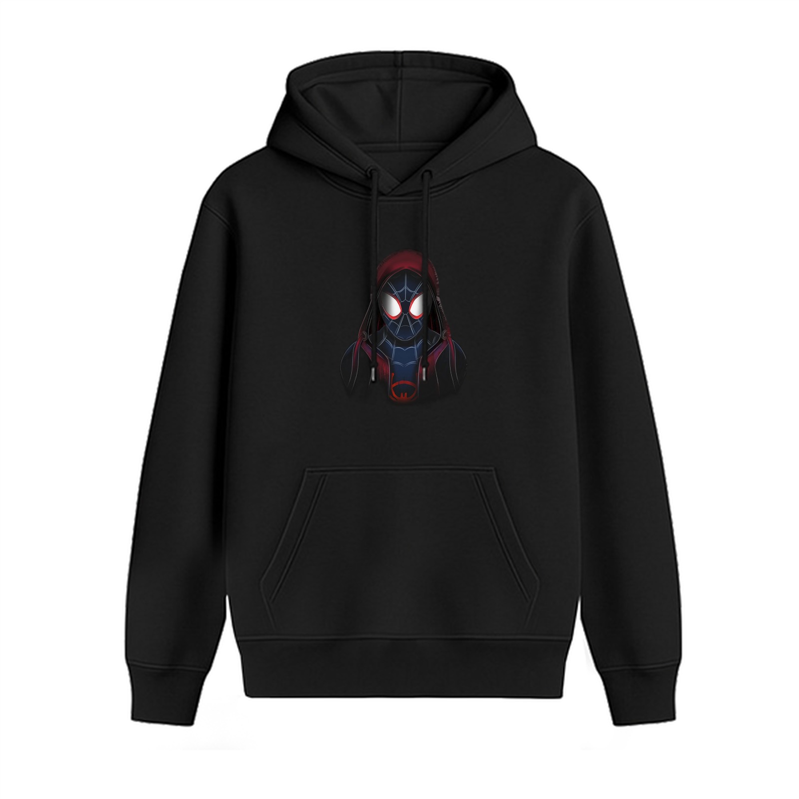 Black hoodie with Miles Morales Spider-Man graphic print