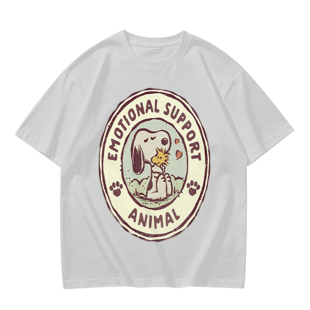 Olive Green Snoopy Emotional Support Animal Graphic T-Shirt
