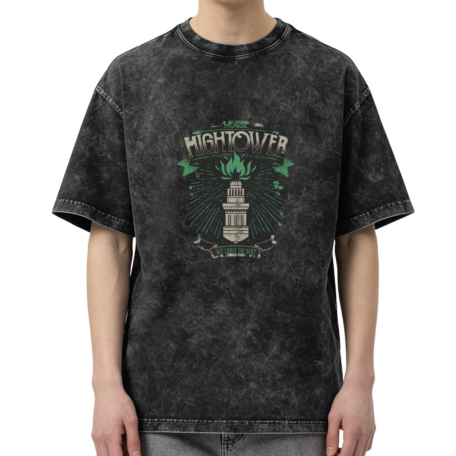 Vintage Washed Graphic T-Shirt with Hightower Torch Design