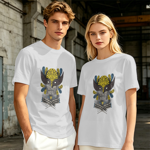 Olive T-Shirt With Ornate Skull Mask Graphic Print