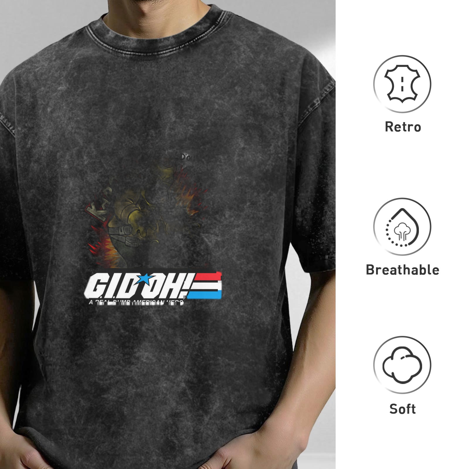Washed Black Graphic T-Shirt with G.I.D OH! Print