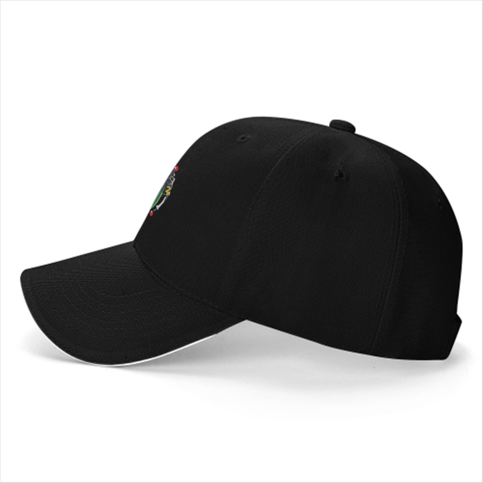 Black Baseball Cap With Cute Halloween Cthulhu Graphic Print