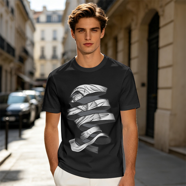 Olive T-Shirt With Twisted Bandage Graphic Print