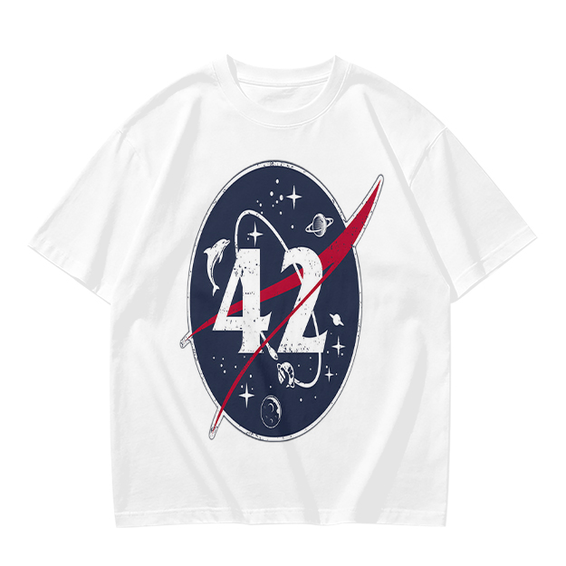 Olive Green Space Themed T-Shirt With Number 42 Graphic