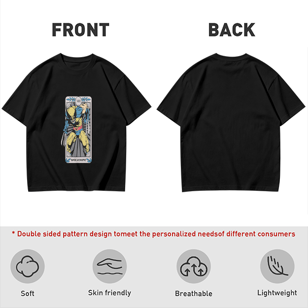 Olive T-Shirt Featuring Wolverine Tarot Card Design