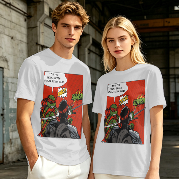 Olive T-Shirt with Ninja Turtles Comic Print