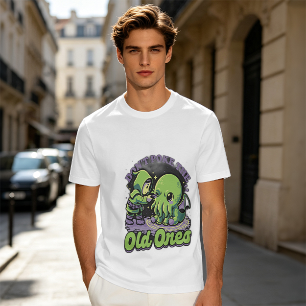 Don't Poke The Old Ones Cute Cthulhu Graphic T-Shirt