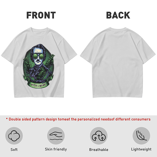 Edgar Allan Poe Raven Mystery Macabre Graphic T-Shirt